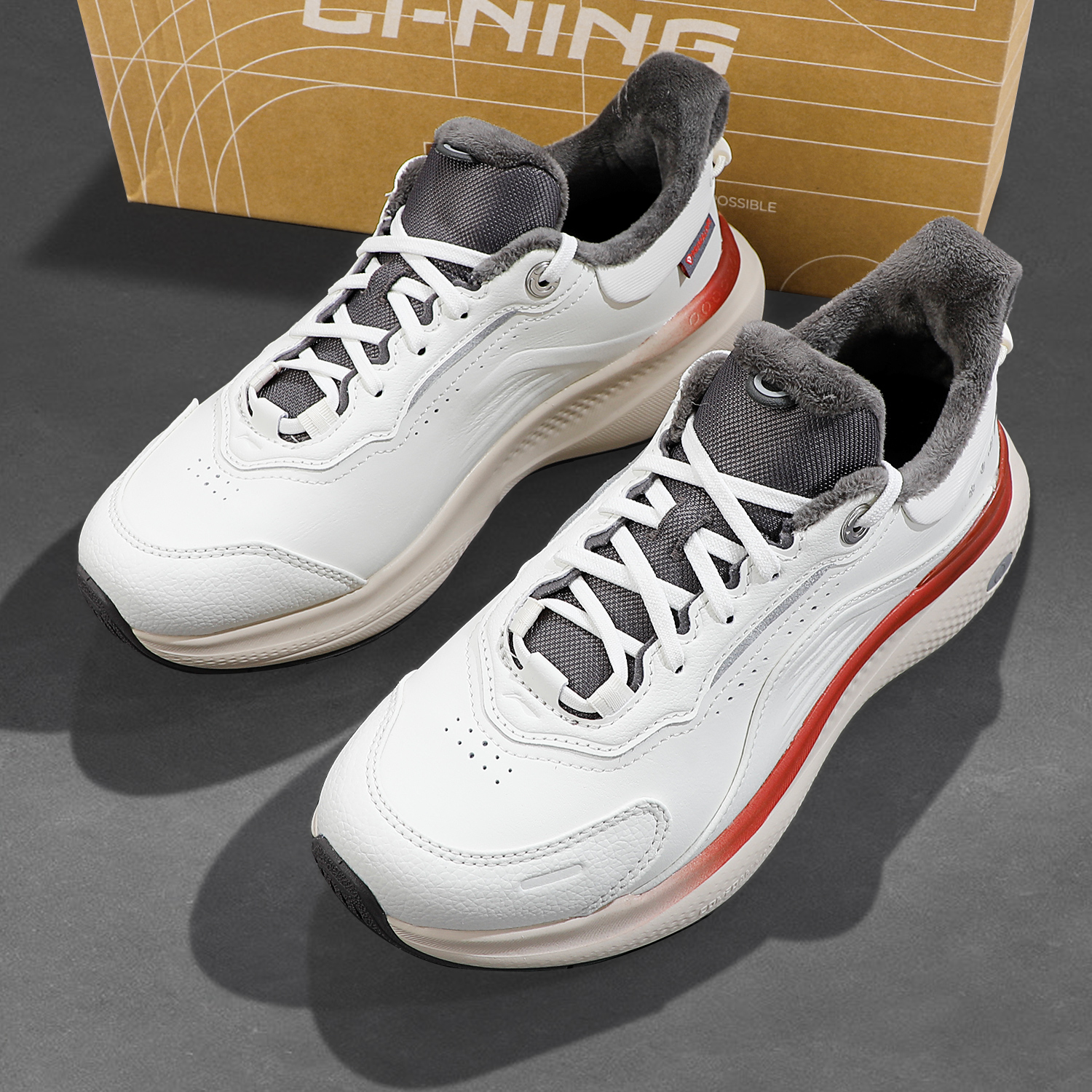 李宁加绒保暖柔软舒适潮流休闲鞋女款2025冬季新款软底轻便运动鞋