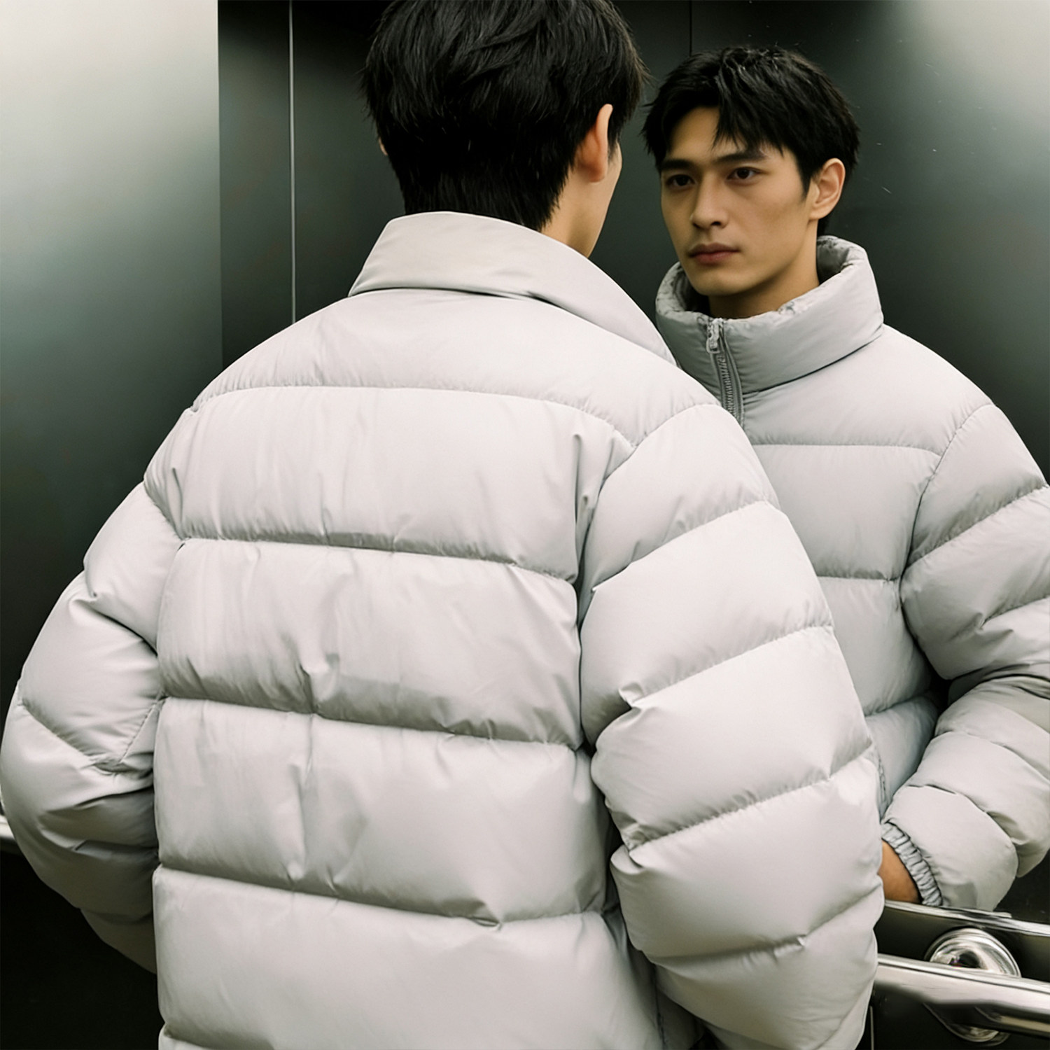 李宁男子健身系列2025冬季新款百搭防泼水立体裁剪鸭绒短羽绒服