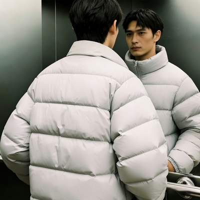 李宁男子健身系列2025冬季新款百搭防泼水立体裁剪鸭绒短羽绒服