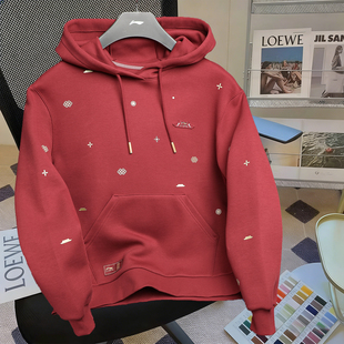 李宁故宫联名连帽卫衣女款2026春季新款红色马年新年款本命年套头