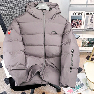 李宁CBA专业篮球系列宽松短棉服男2025冬季 保暖防风连帽外套 新款