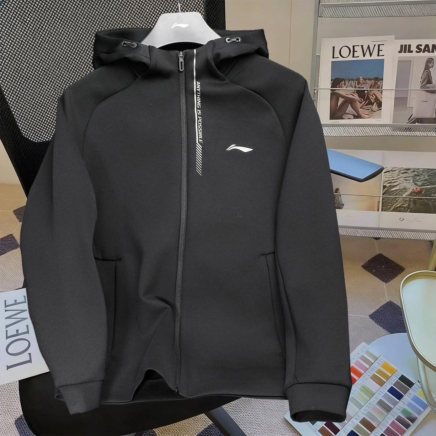 李宁外套男款2026春季新款男士运动宽松保暖跑步休闲开衫连帽卫衣