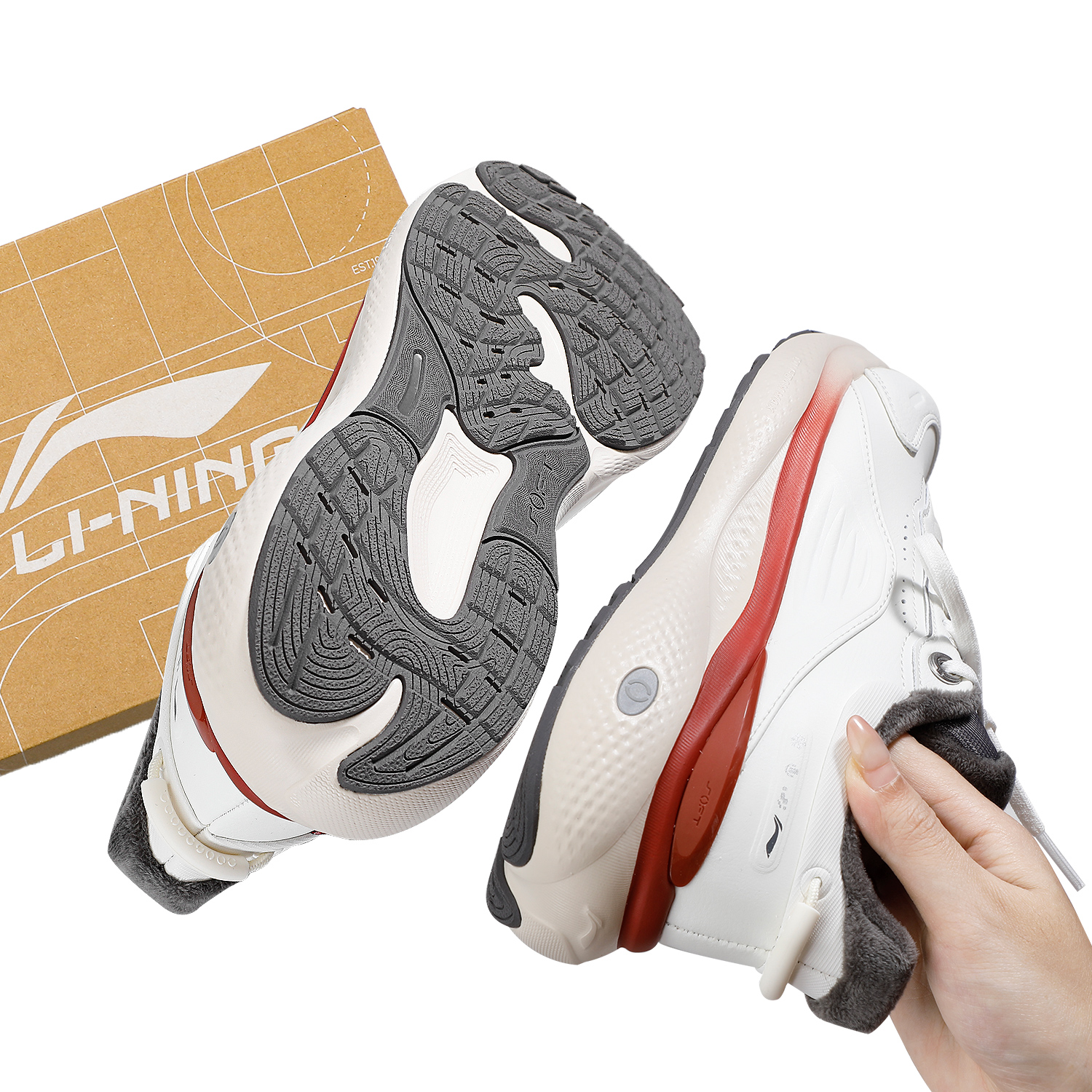 李宁加绒保暖柔软舒适潮流休闲鞋女款2025冬季新款软底轻便运动鞋