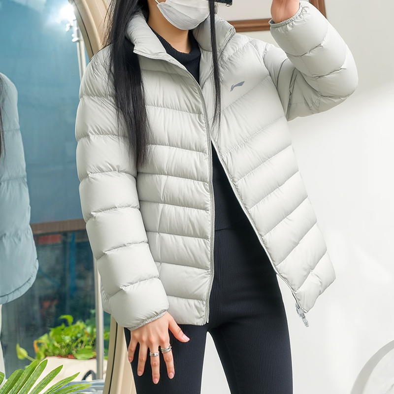 李宁健身系列修身鸭绒短羽绒服男款2025冬季新款保暖防风运动夹克