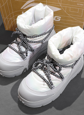 李宁蜜糖BOOT休闲鞋棉鞋女款2025冬季新款保暖防风舒适软底运动鞋