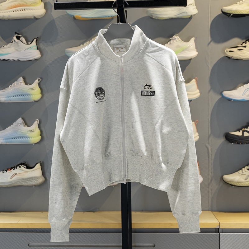 李宁开衫无帽卫衣女款2025冬季新款电子竞技系列运动潮流针织外套