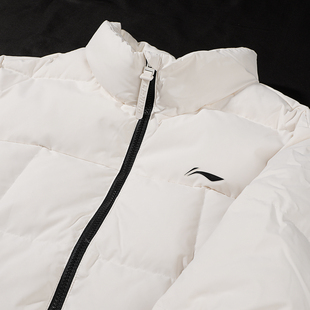 李宁羽绒服男款2024冬季新款鸭绒防泼水防风保暖无帽夹克AYMU097
