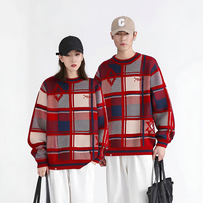 李宁卫衣男女款2025春季新款日进斗金红色新年款无帽毛衣AMBV031