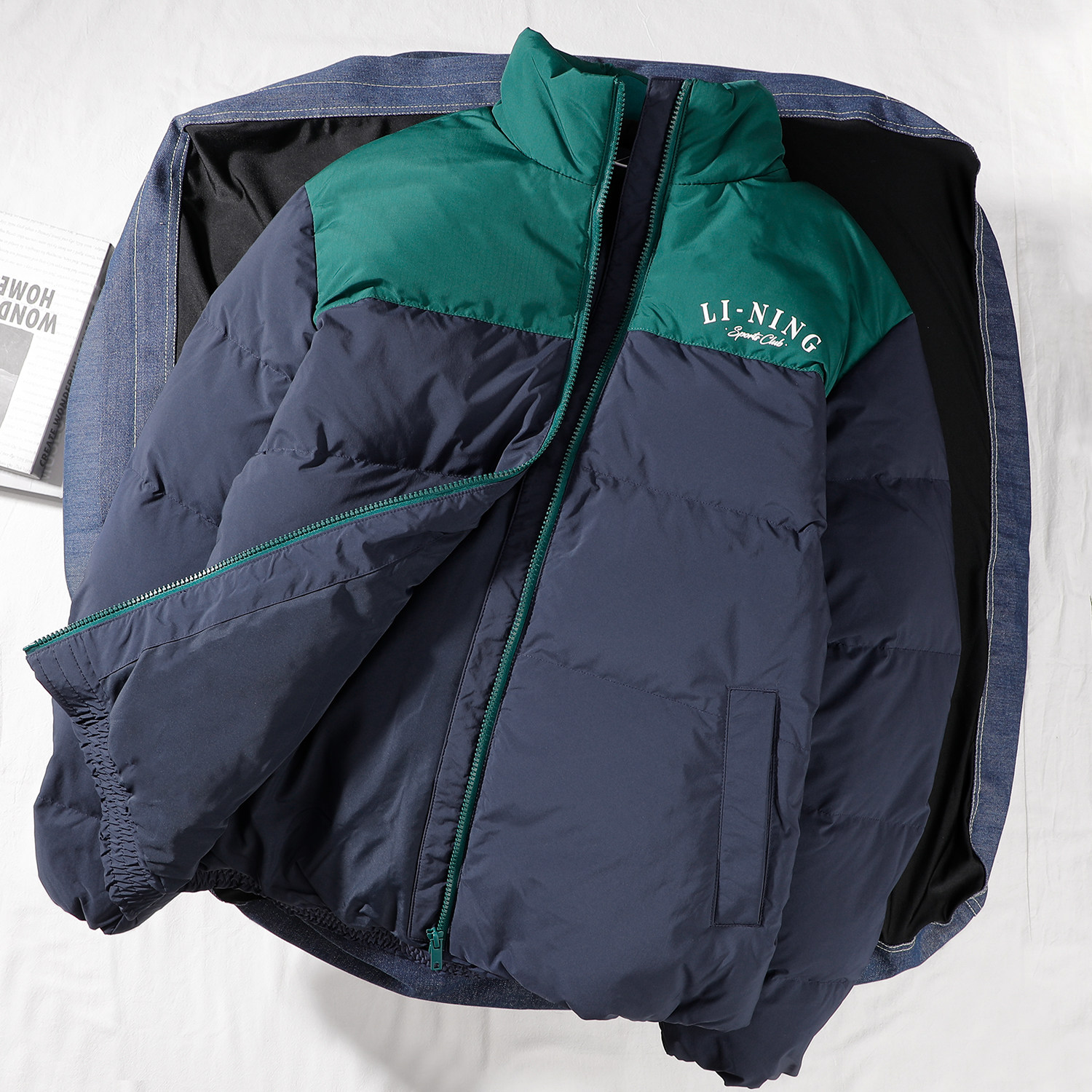 李宁羽绒服男2024冬季新款短款保暖鸭绒加厚防风立领外套AYMU119