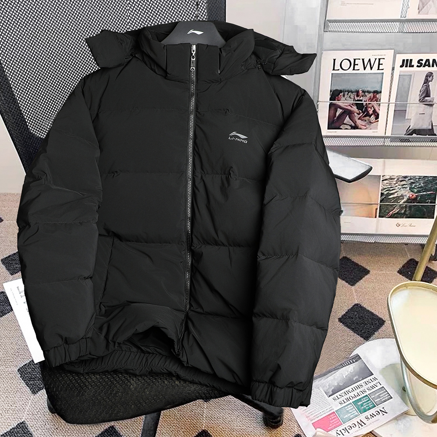李宁保暖防风鸭绒短款羽绒服男2025冬季新款运动潮流连帽外套夹克