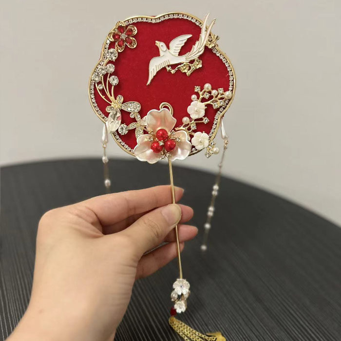 迷你小团扇子新娘手工diy秀禾扇巴掌扇晨袍拍照道具古典新娘团扇