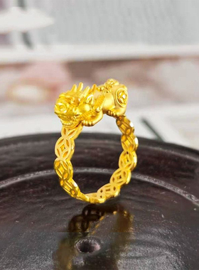 貔貅戒指百搭戒指可调节磨砂个性女款