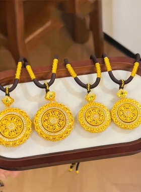 2026年新款镶钻转动花丝如意八宝罗盘吊坠项链女轻奢高级感毛衣链