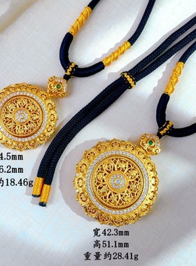 镶钻转动花丝如意八宝罗盘吊坠项链高级感毛衣链