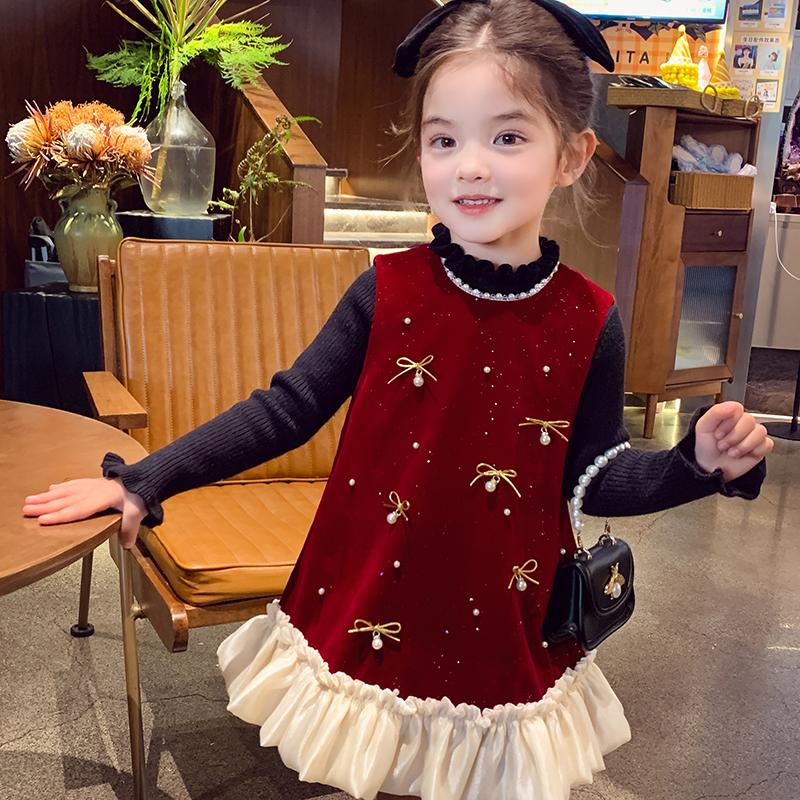 女童针织衫连衣裙套装