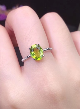 天然绿色宝石大气精工礼物戒指