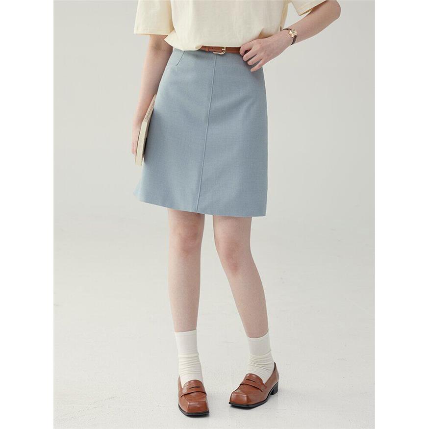 AMUU西装高腰短款半身裙女夏季a字裙显瘦简约百搭通勤包臀短裙