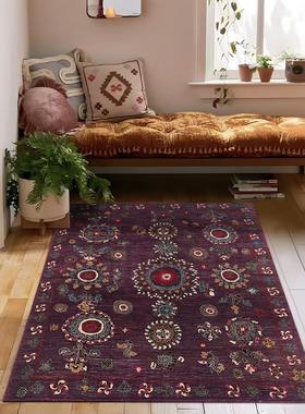 波西米亚地毯客厅沙发茶几垫紫色中古风民宿酒店地毯加厚仿羊绒