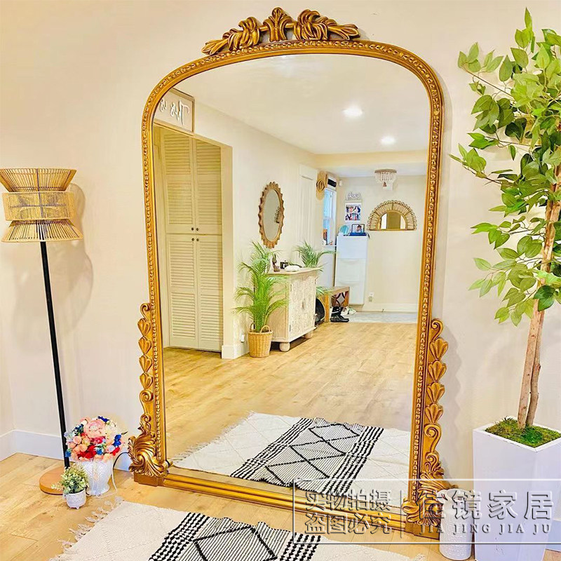 欧式复古雕花全身镜法式复古镜服装店试衣镜壁挂镜子家用穿衣镜