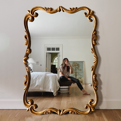 法式做旧全身镜靠墙落地镜ins风试衣镜壁挂穿衣镜欧式复古大镜子