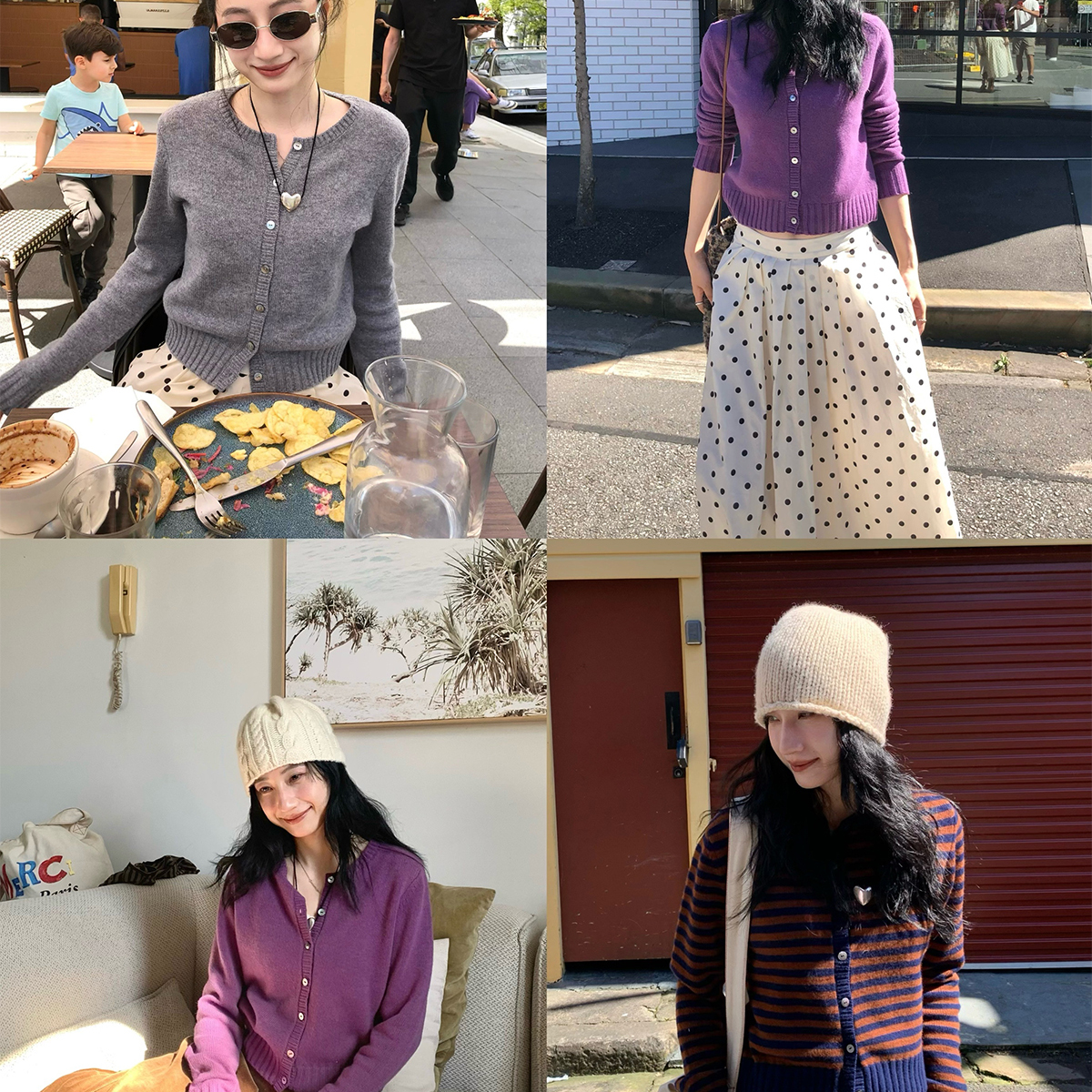 Tetu STUDIO 2025SS 三色绵羊毛短款修身圆领开衫