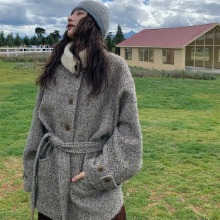 粗花彩点系带短款 Tetu 苏格兰女孩 2025SS 大衣 STUDIO