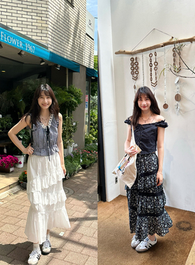 Tetu STUDIO 2024SS“柏林女孩”花瓣刺绣半身裙法式松紧腰中长裙