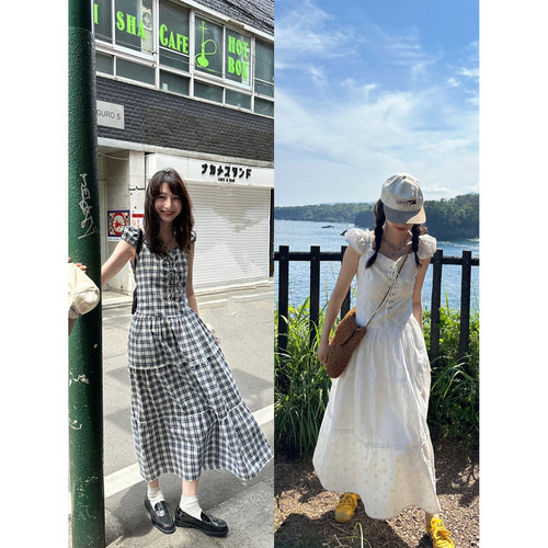 Tetu慵懒感绑带美式棉连衣裙