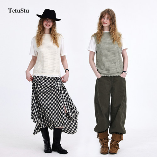 Tetu STUDIO 2026SS 两色镂空设计感毛棉流苏背心马甲