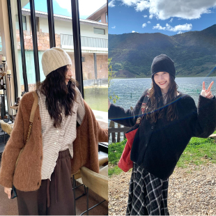 两色高含量羊驼毛松弛感厚实大开衫 2025SS STUDIO Tetu