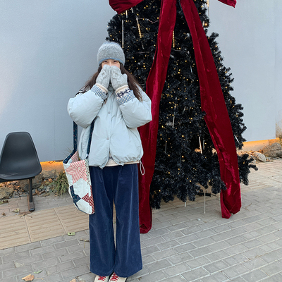 休闲九分灯芯绒直筒裤