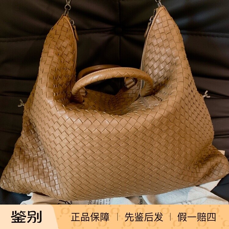 二手BV葆蝶家 焦糖棕小羊皮编二奢女士包
