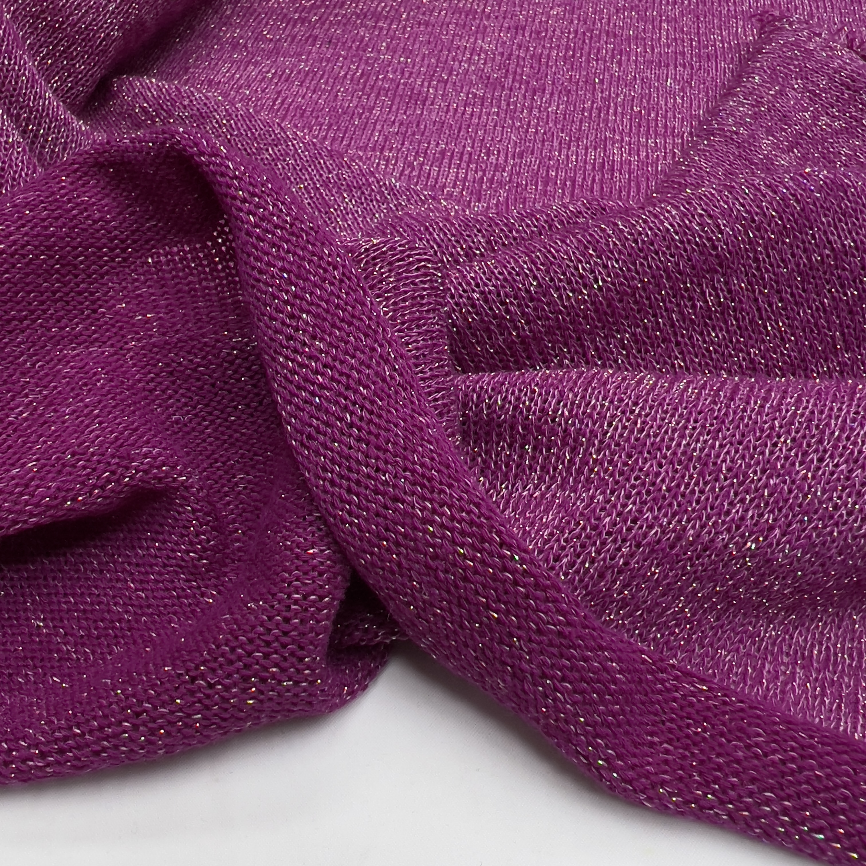 进口针织幻彩亮丝面料 玫红毛衣弹力上衣连衣裙服装手工毛线布料