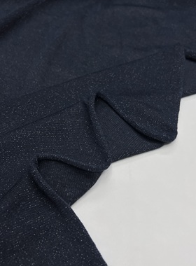 进口BZ针织亮丝布料 弹力细闪柔软轻薄蓝黑色打底衫服装手工面料