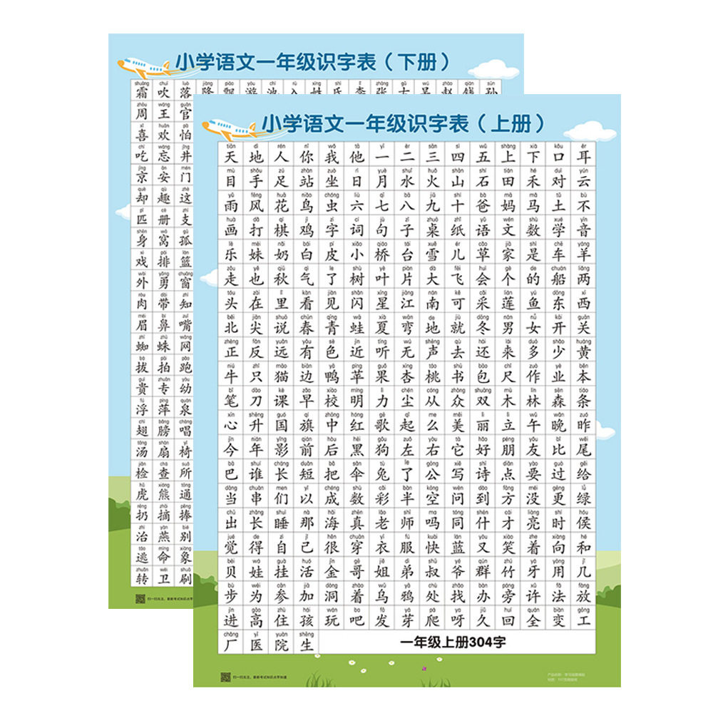 一年级语文上下册生字识字挂图墙贴识字表写字表同步生字词