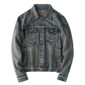 潮流日系潮牌外套男复古做旧牛仔夹克外套男休闲韩版 秋季 新款 百搭