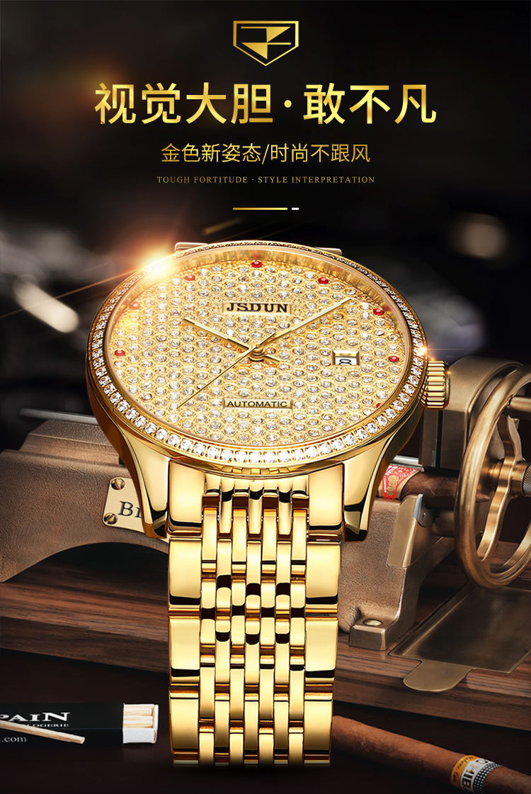 金仕盾品牌手表满天星全自动机械表二类电商男士手表