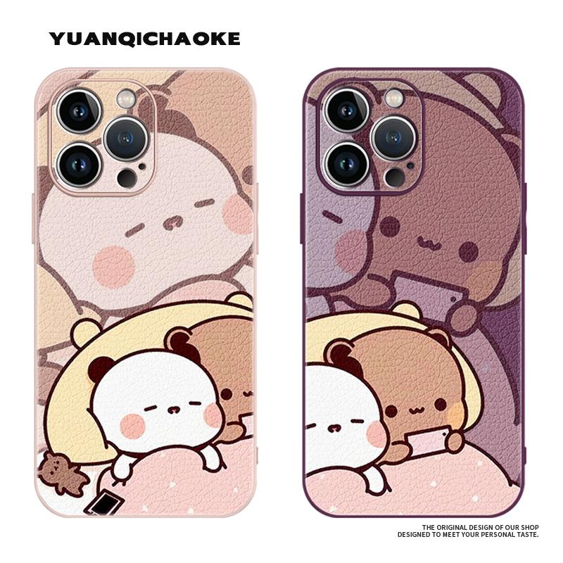 原创玩手机小熊手机壳情侣高级感