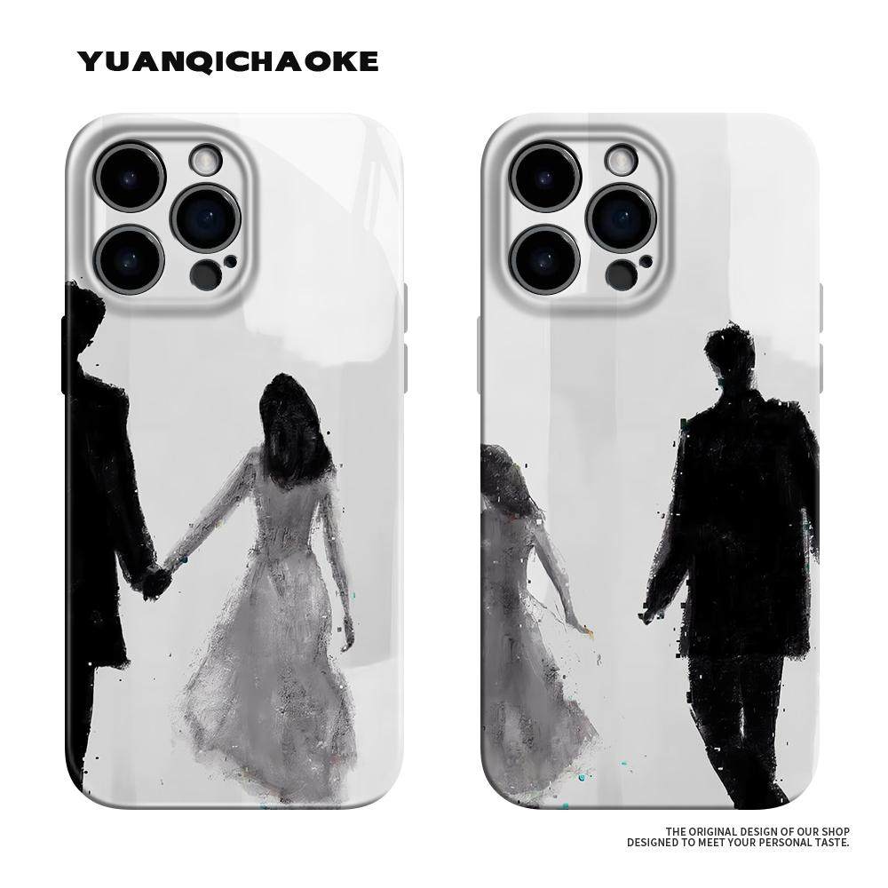 油画婚纱情侣手机壳全型号软磨砂