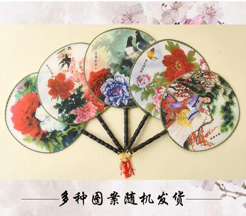 宫廷风中国风古典宫扇圆形女式扇子汉服搭配舞蹈扇复古风汉绢丝扇