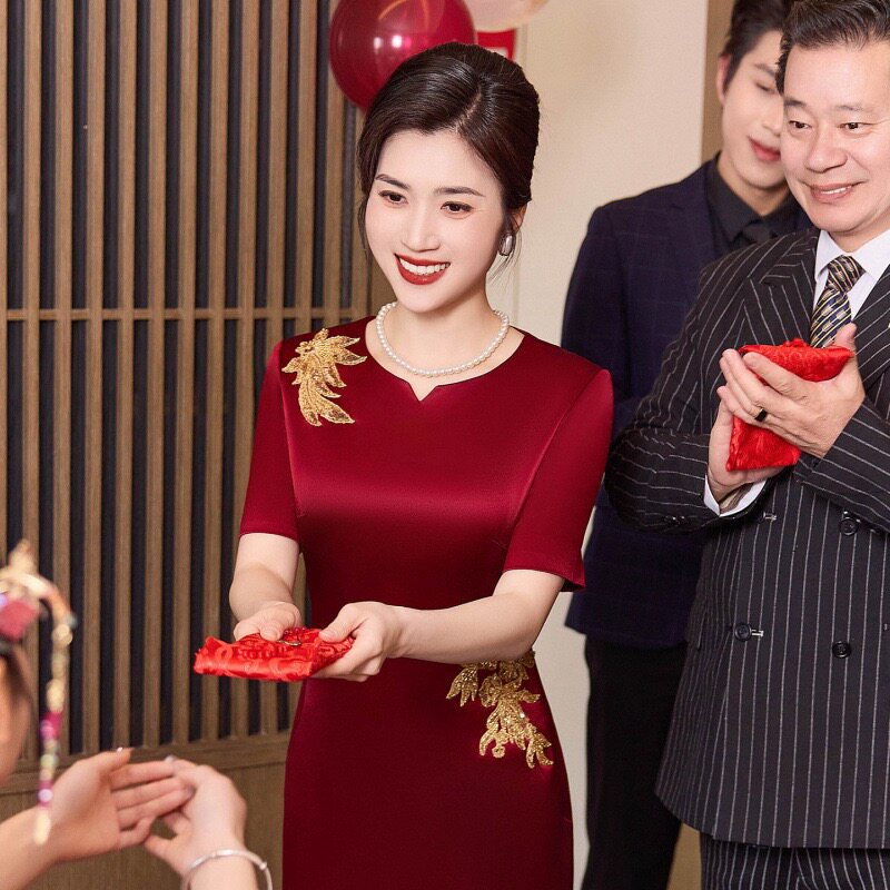 高端喜妈妈婚宴装礼服2026夏新款高贵优雅喜婆婆连衣裙新中式旗袍
