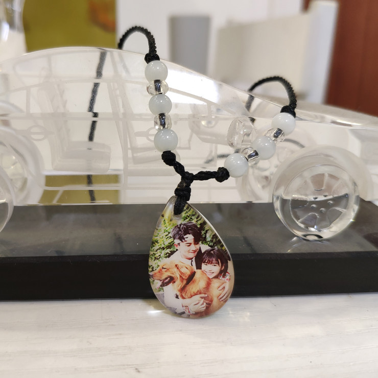 水晶项链个性DIY照片定制男女情侣项链吊坠生日礼物送男女友老婆