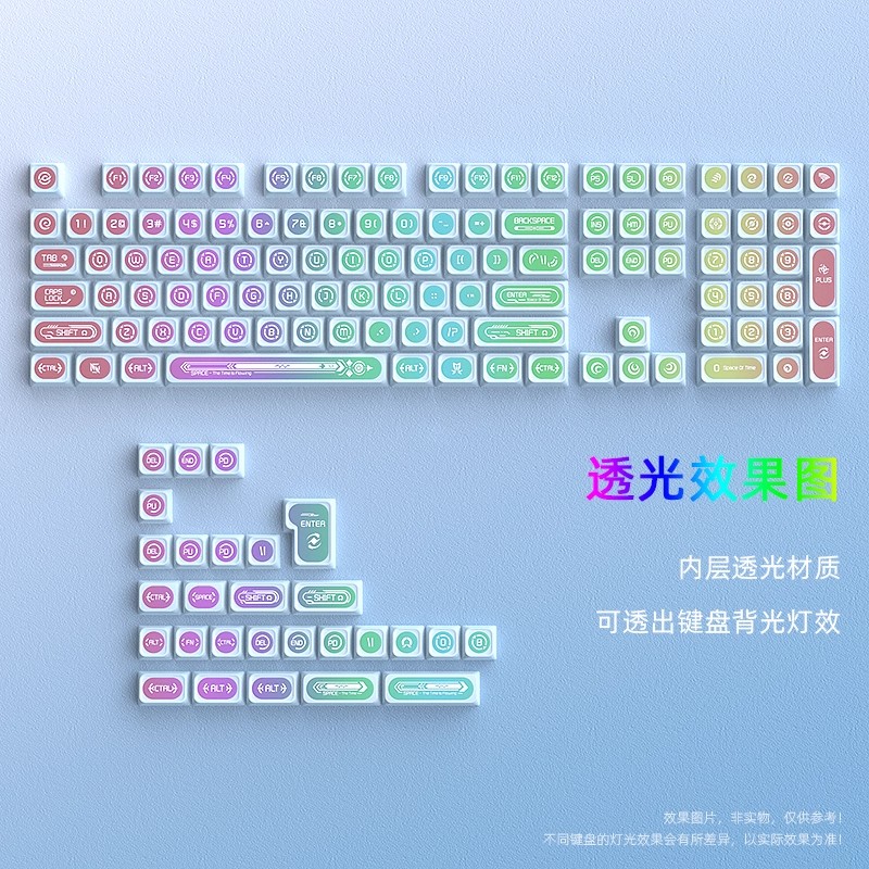 【顺丰】黑吉蛇猫眼石蓝键帽原厂小全套机械键盘透明热升华客制化