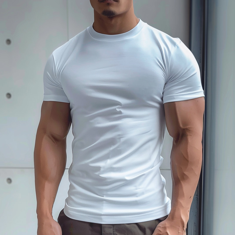 铁血肌肉夏季短袖狗兄弟全棉半袖健身运动纯色衣服圆领百搭欧美风