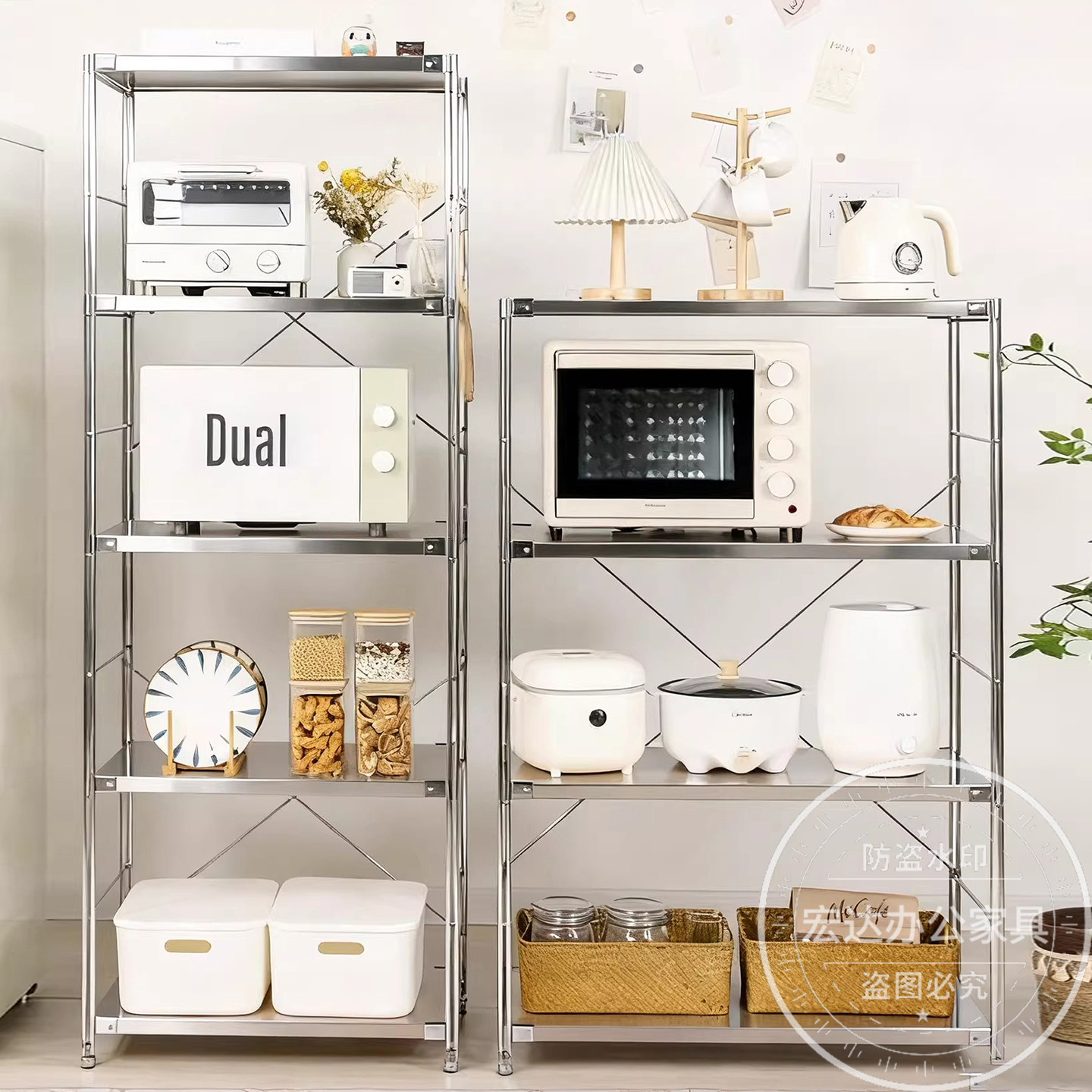 日式厨房不锈钢置物架落地微波炉收纳架子家用多层烤箱储物架货架,商业/办公家具,置物架/陈列架/储物架/展示架,淘宝优惠券,粉丝福利购,淘宝优惠卷