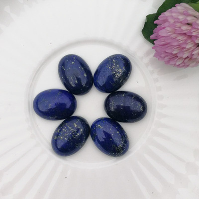 diy椭圆形青金石平底贴片戒面