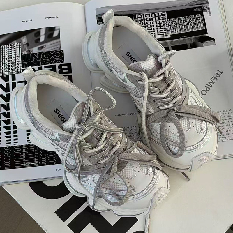 诗歌兰绑带厚底老爹鞋女2026春季新款真皮网面透气防滑运动休闲鞋,女鞋,时尚休闲鞋,淘宝优惠券,粉丝福利购,淘宝优惠卷