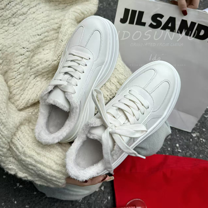 ido加绒小白鞋女2025冬季新款