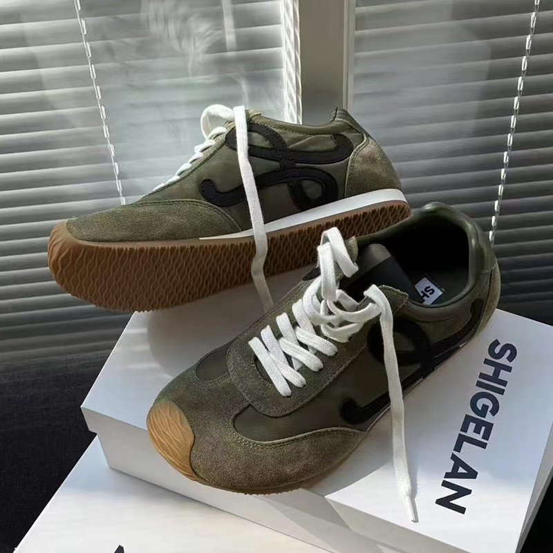 诗歌兰真皮平底系带户外德训鞋