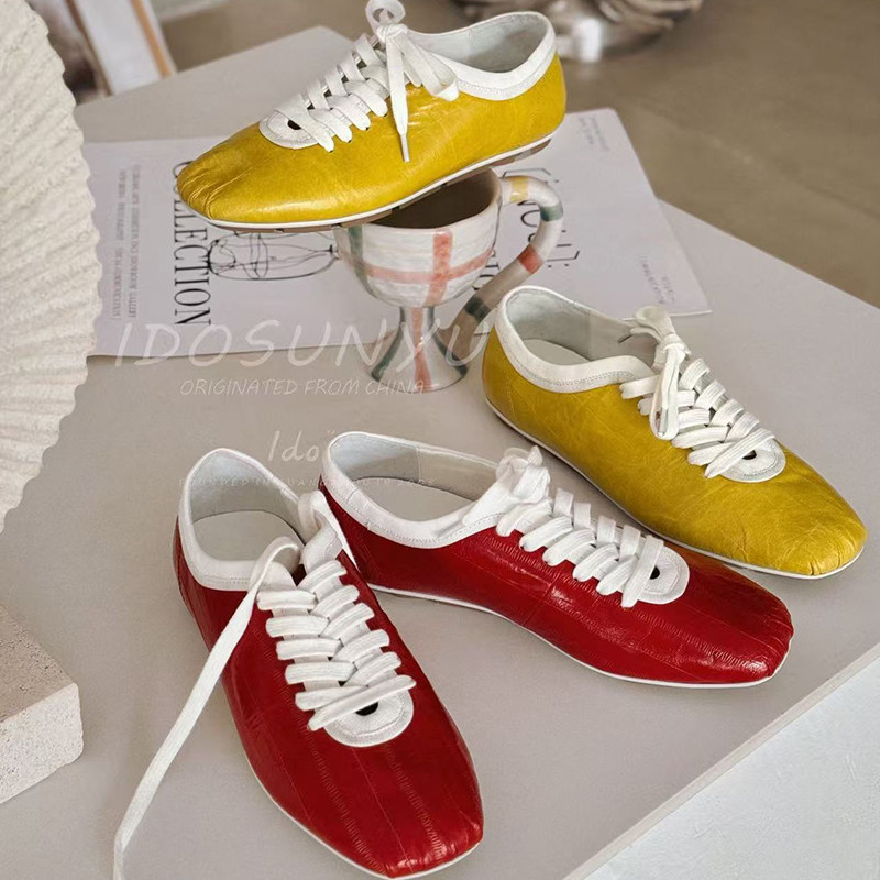 ido真皮德训鞋女2026早春新款平底舒适百搭方头系带运动休闲鞋潮,女鞋,德训鞋,淘宝优惠券,粉丝福利购,淘宝优惠卷